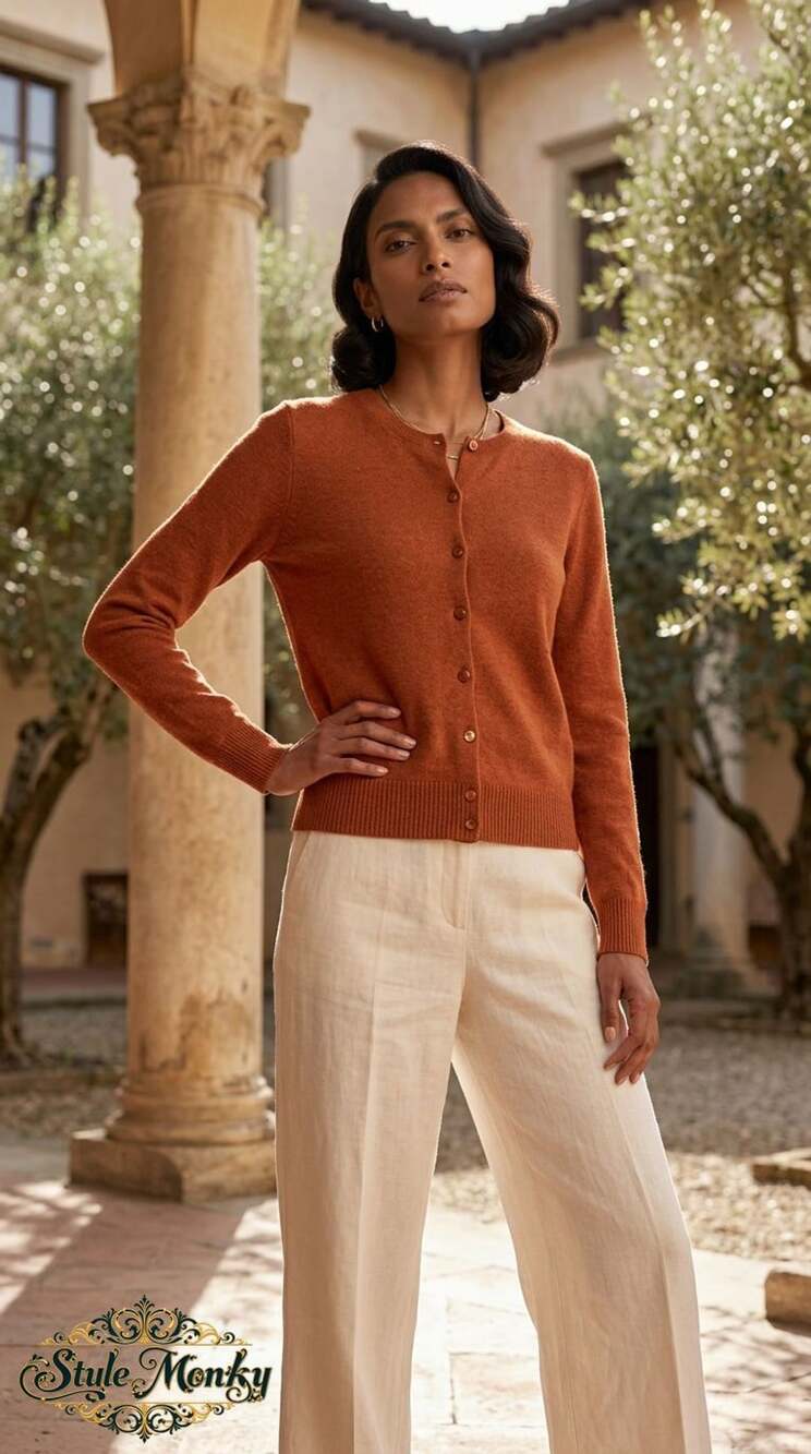 J.Crew Cashmere Cardigan Sweater in Burned Orange
